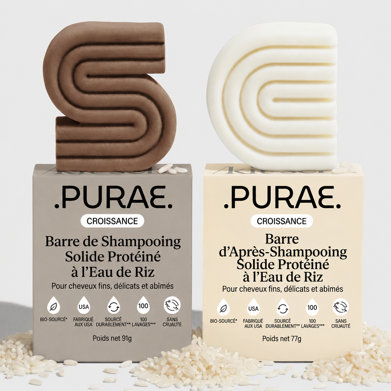 Shampooing et après-shampooing à l'eau de riz pour la croissance des cheveux